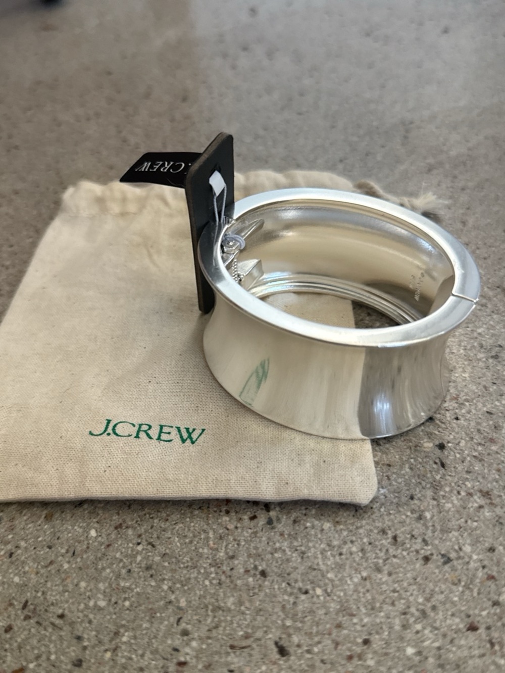 J. Crew Shiny Silver Wide Hinged Cuff Bracelet